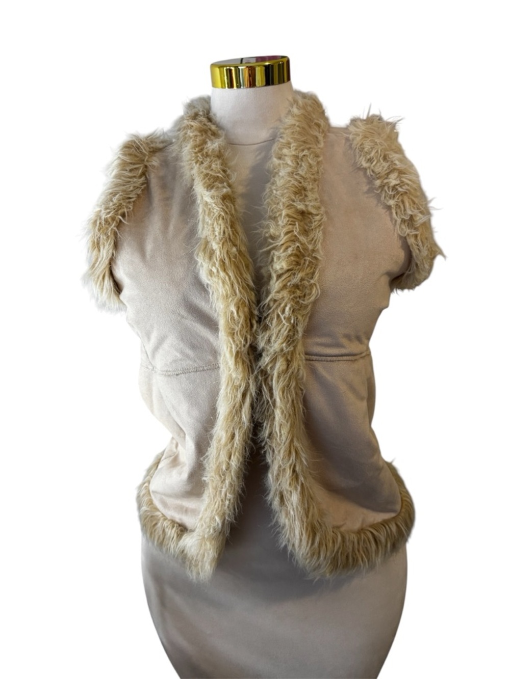 Fairweather Vest Women's Medium Faux Suede Shearling Fur Trim Boho Penny Lane